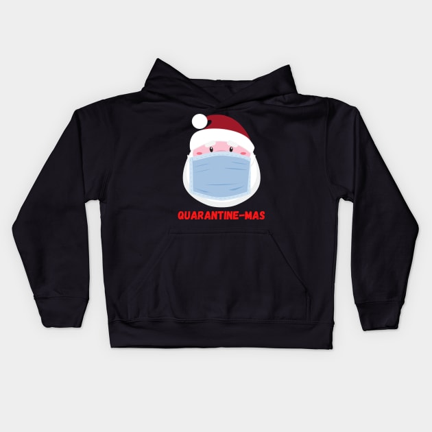 Quarantine-Mas Santa Claus Christmas in Quarantine Santa Clause Wearing a Mask and Social Distancing Kids Hoodie by nathalieaynie